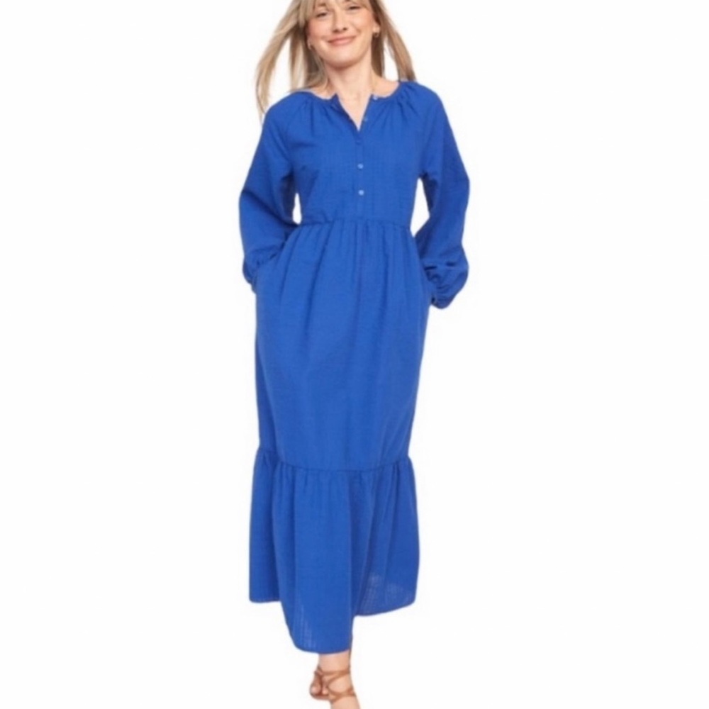 Old Navy blue tiered long sleeve dress